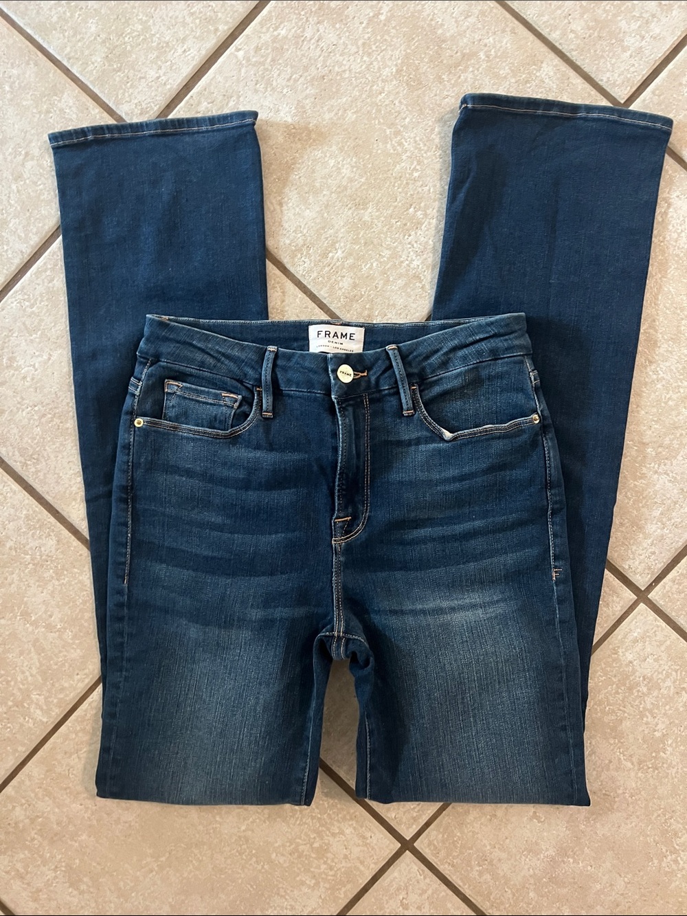 Frame Denim Women's Boot Cut Jeans in Dark Blue Wash